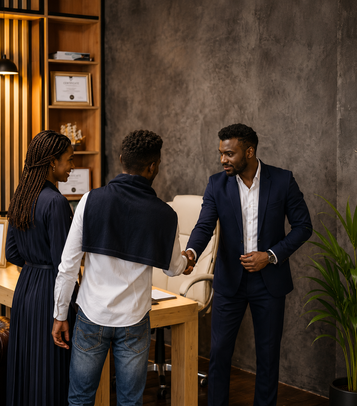 Business professionals finalising a partnership with a handshake